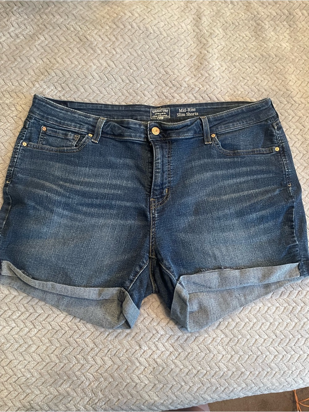 Signature by Levi Strauss Rolled Hem Dark Blue Denim Shorts